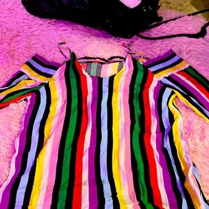 Velvet heart size medium blouse rainbow colors so cute off the shoulder